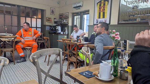 Workers at The Globe