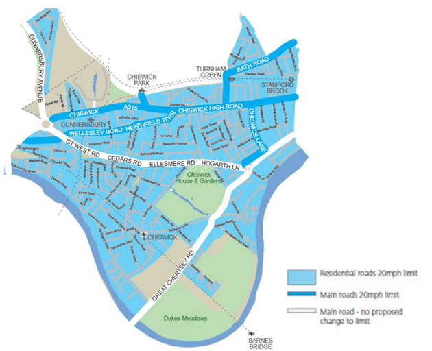 20 mph speed limit for Chiswick roads