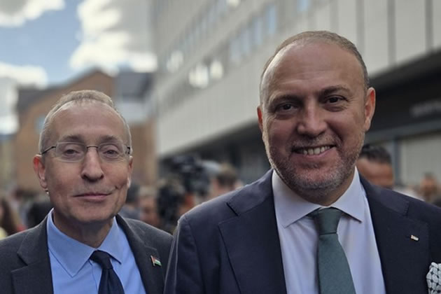 Andy Slaughter MP with Palestine's Ambassador to the Husam Zumlot