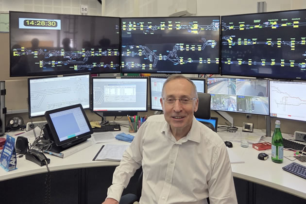 Andy Slaughter at the District Line control centre in Hammersmith