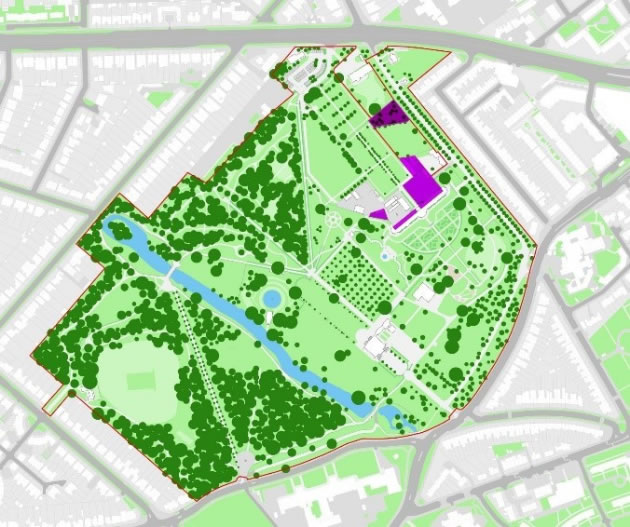 Map showing areas where development would take place