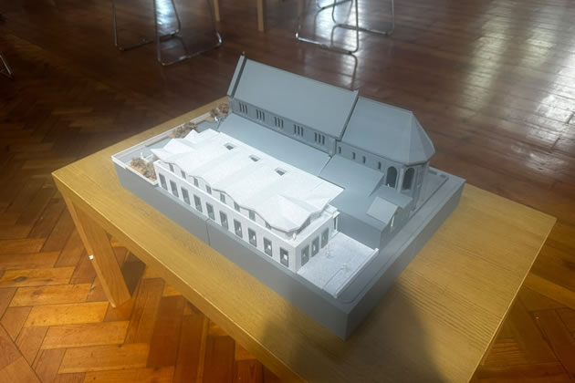 A model of the new building was displaed in the church for residents to view