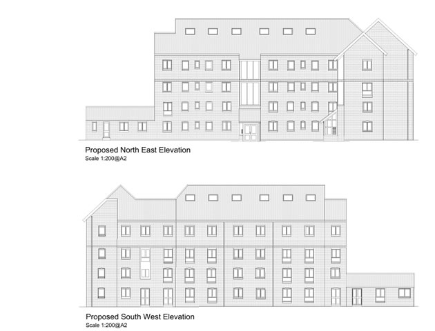 Drawings of the taller building submitted with the application