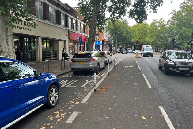 The cycleway would now be on the inside lane eastbound at the junction and the pedestrian refuge looks set to be removed 