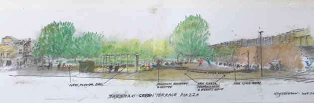 drawing of chiswick common corner 
