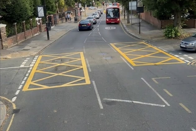 The new yellow boxes at the junction of Sutton Court Road and Barrowgate Road 