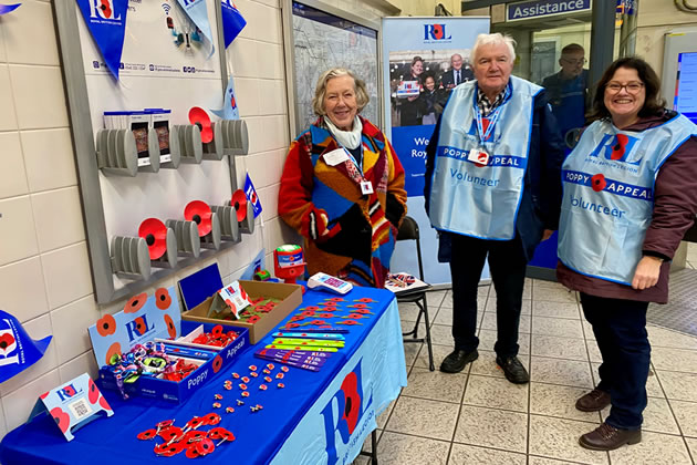 Elisabeth Whittaker (left) at the stall in Turnham Green station