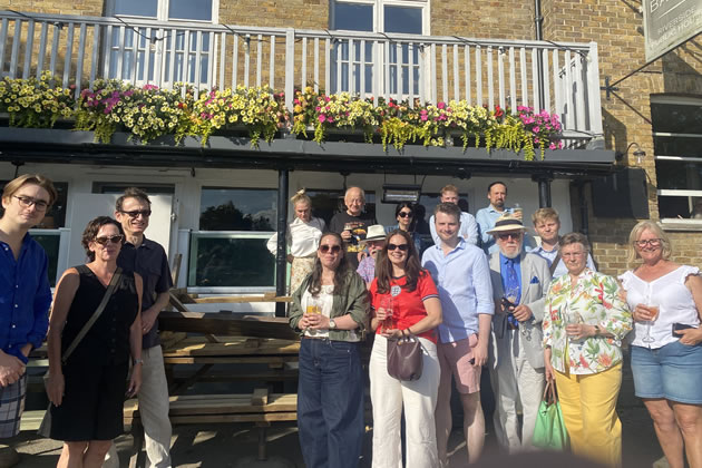 Conservative group members and local residents turn out to support the City Barge 