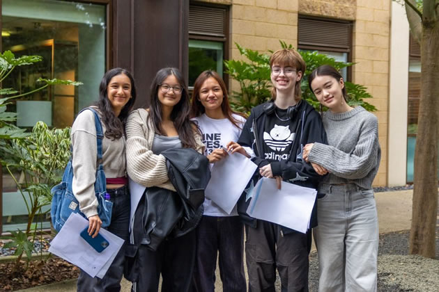 Putney High School pupils with their GCSE results