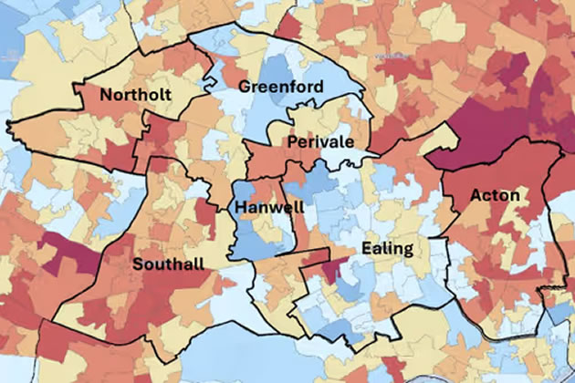 Areas in darker colours are deemed to be at the greatest risk. Picture: Greater London Authority