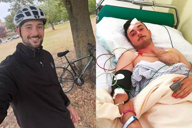 Rob Shotton pictured hospitalised after breaking his back in 2015 
