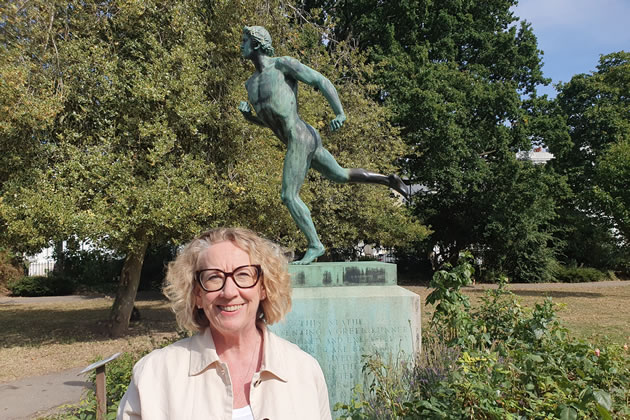 Joanna Edmunds, Chair of St Peter’s Square Residents Association with the statue